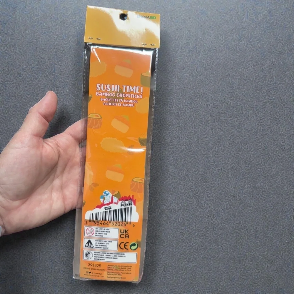 Set of 3 Bamboo Chopsticks, NWT Cute Sushi, Ninja & Mushroom Designs, Reusable